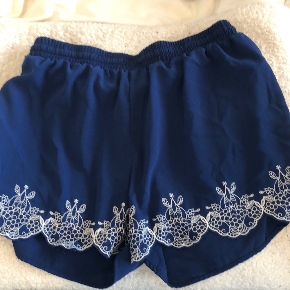 Navy and white patterned shorts